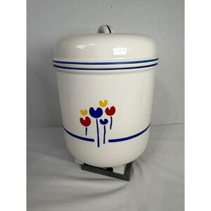 Riva Designs Tulips Ceramic Canister Vintage White Blue Red Yellow Japan